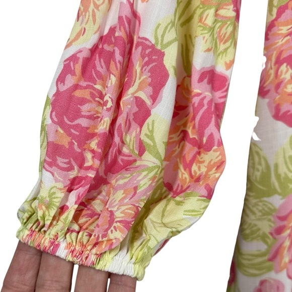 MAAJI Pink Beachy V-Neck Flowy Floral Mini Dress Medium - Picture 5 of 8